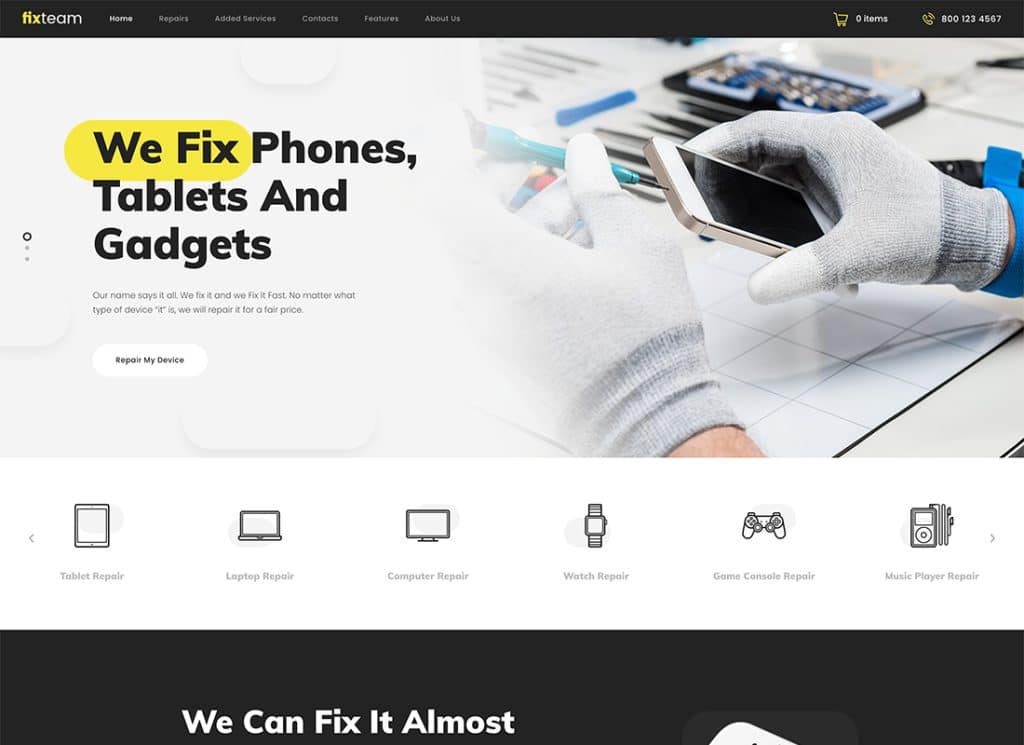 FixTeam - 電子與行動裝置維修 WordPress 主題