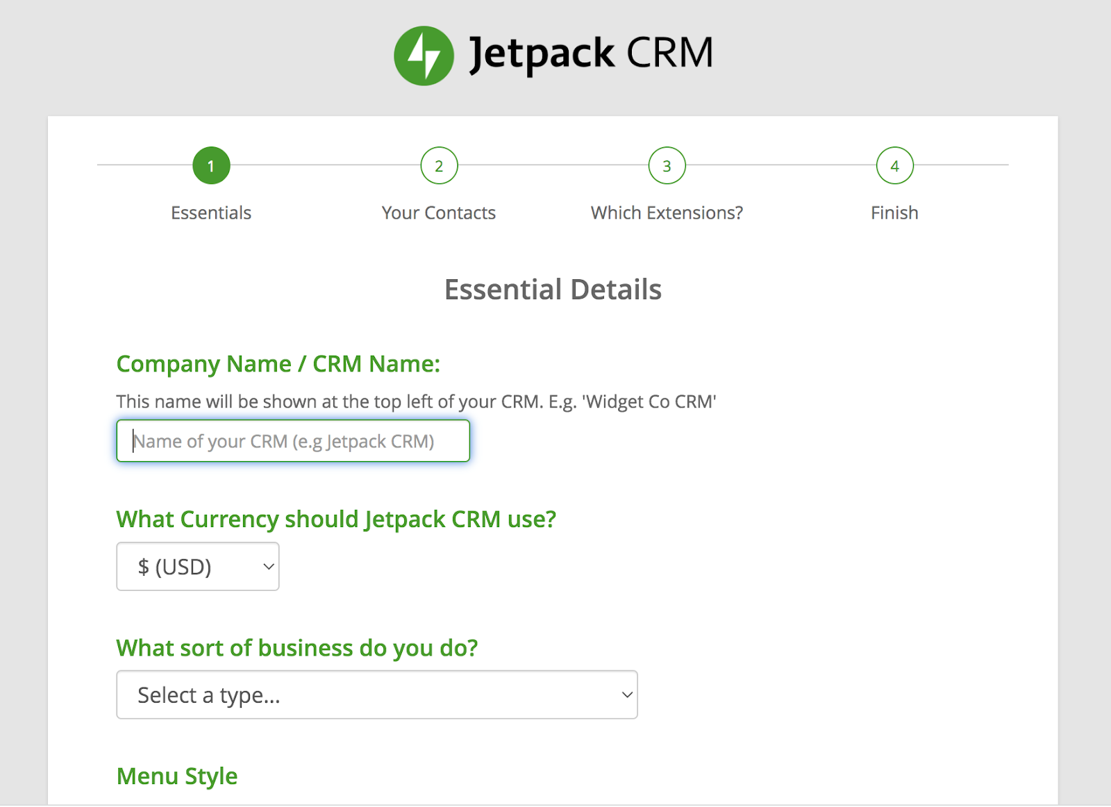 Wesentliches Detailfeld in Jetpack CRM