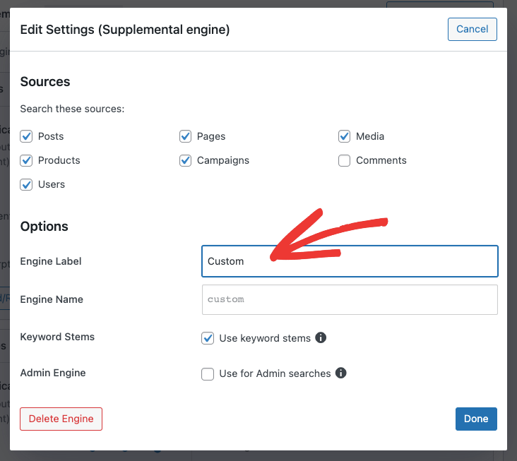 Moteurs supplémentaires dans SearchWP