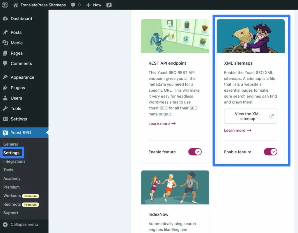 Yoast SEO サイトマップ オプション