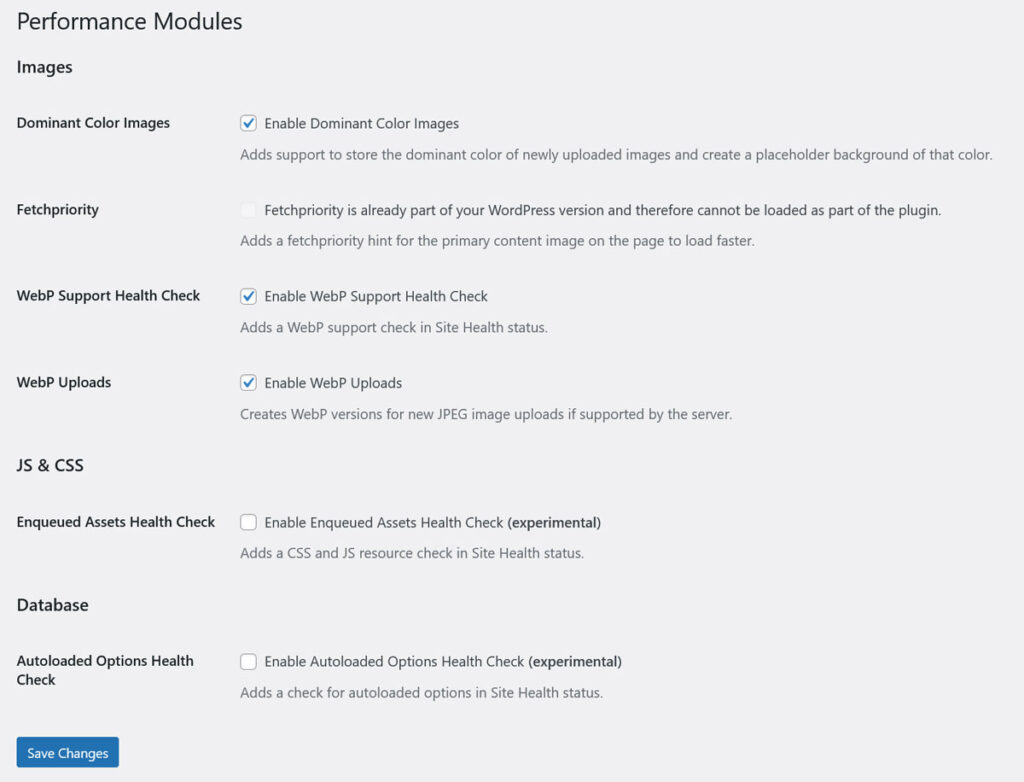 menu dan modul plugin lab kinerja