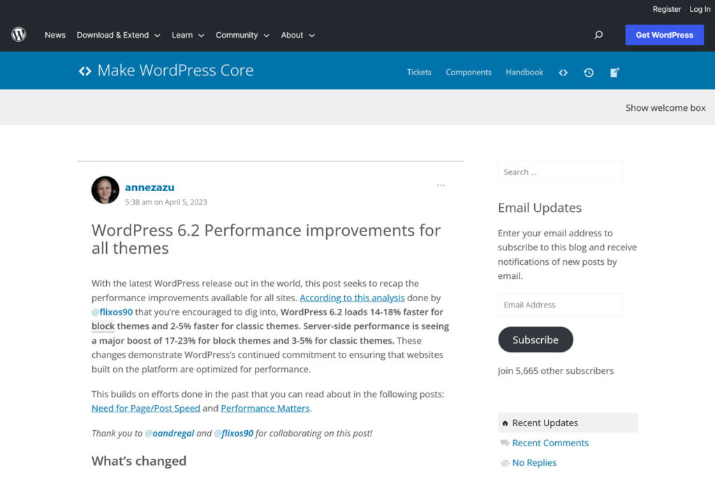 WordPress 6.2 的性能改进