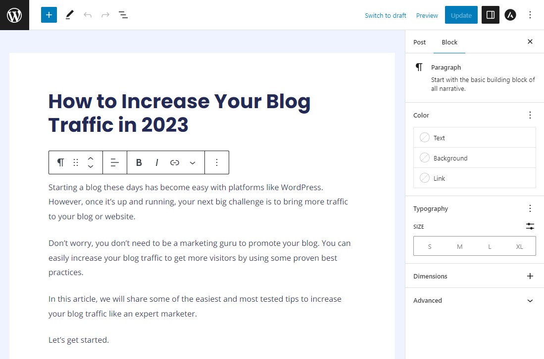 Editor de blocos WordPress