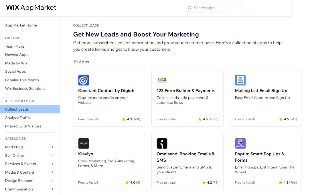 Wix App Market