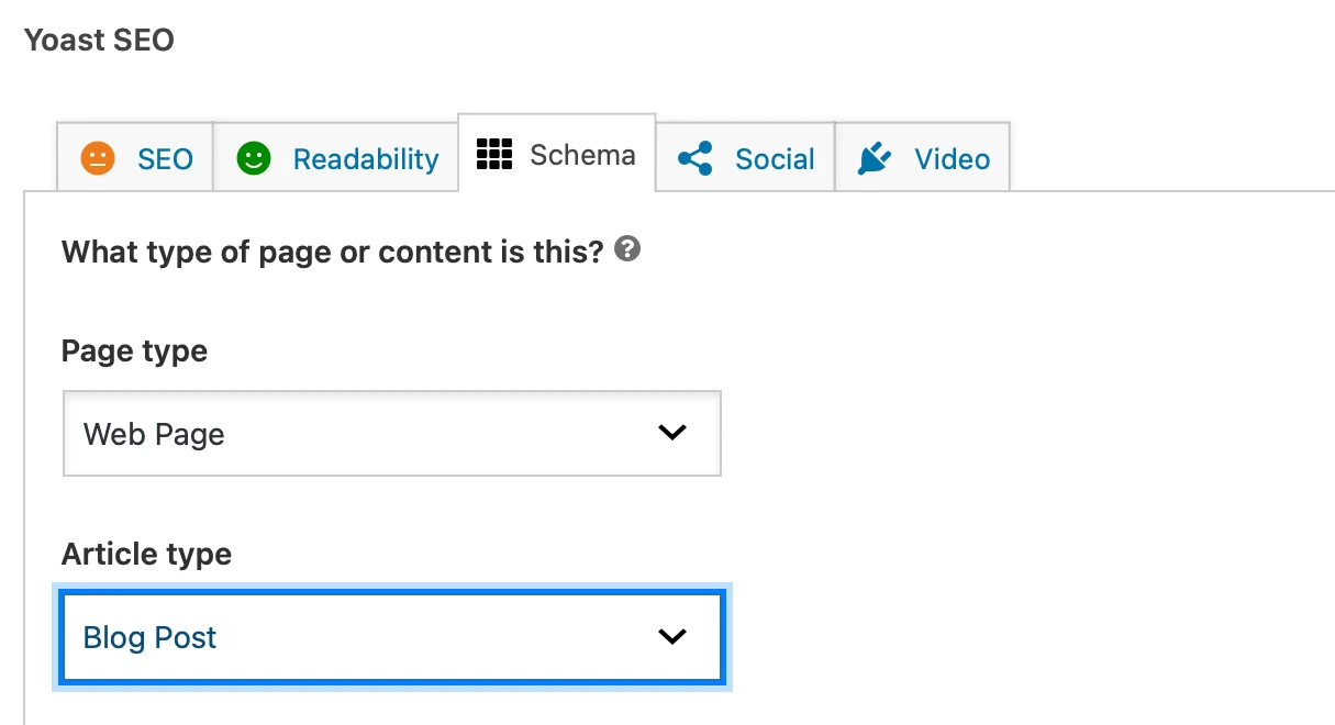 Tab Skema SEO Yoast.