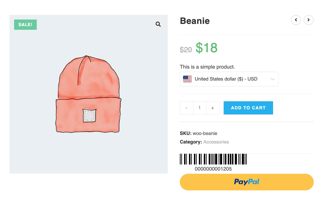 Halaman Produk: Beanie dengan Barcode