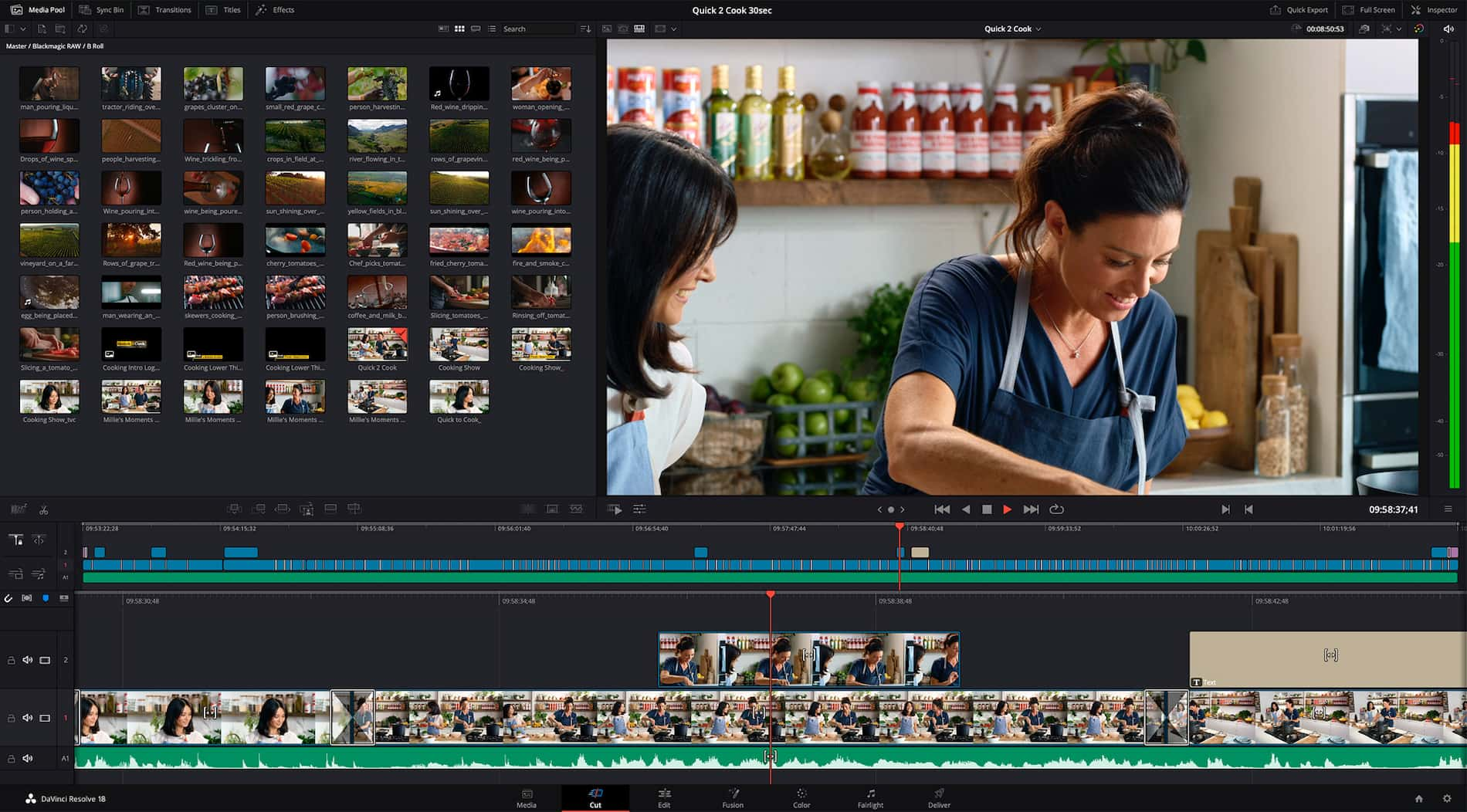 DaVinci Resolve 使用者介面的螢幕截圖