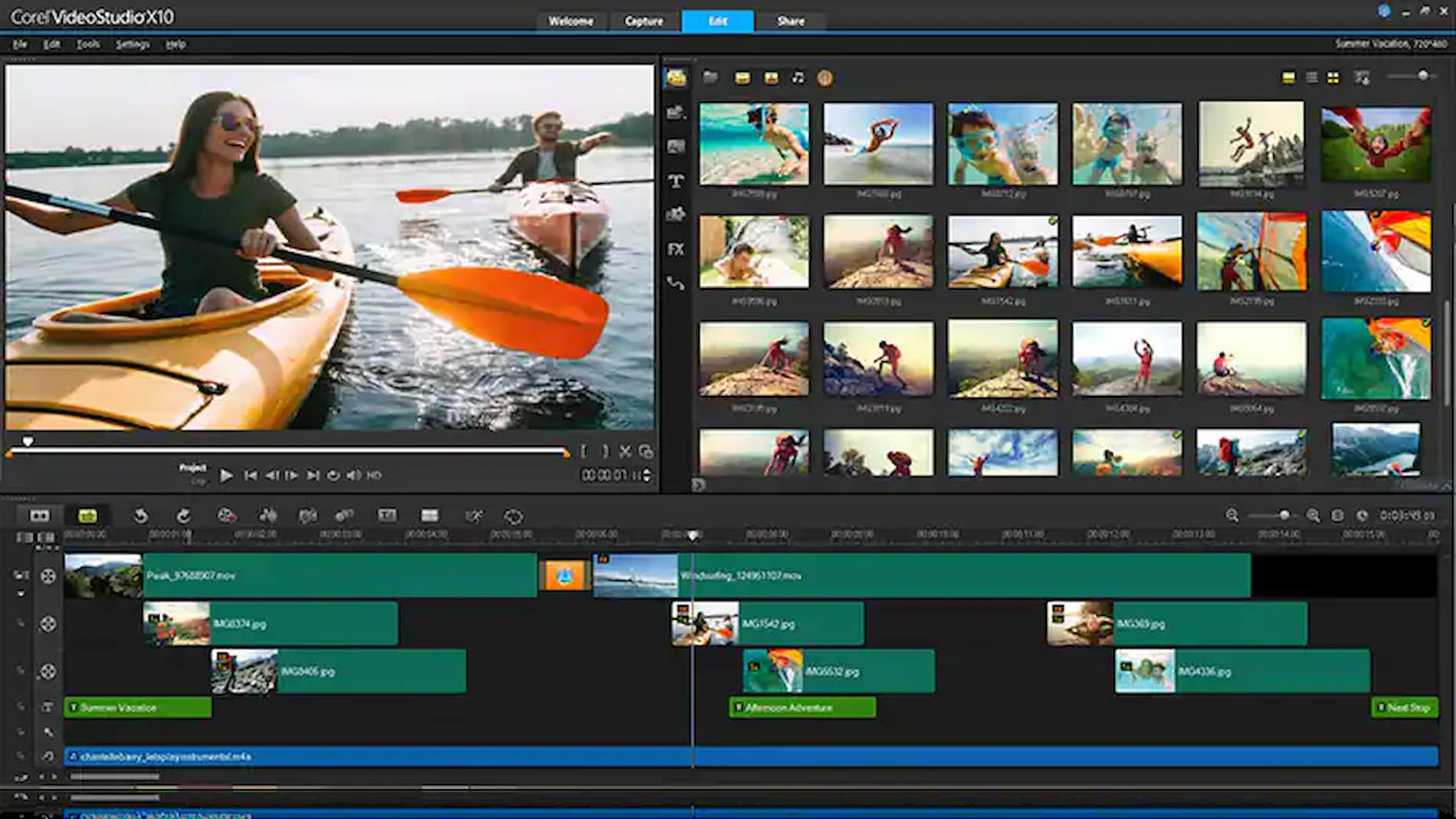 ภาพหน้าจอของอินเทอร์เฟซผู้ใช้ของ VideoStudio Pro