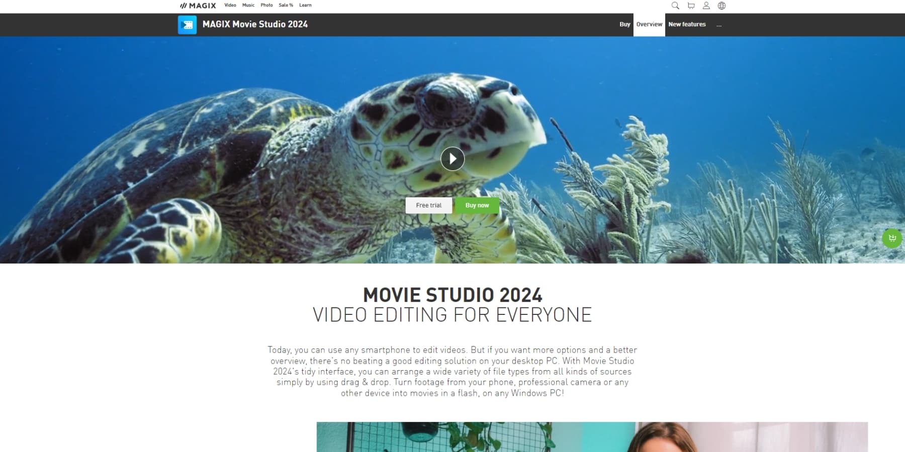 Pagina de pornire a Magix Movie Studio