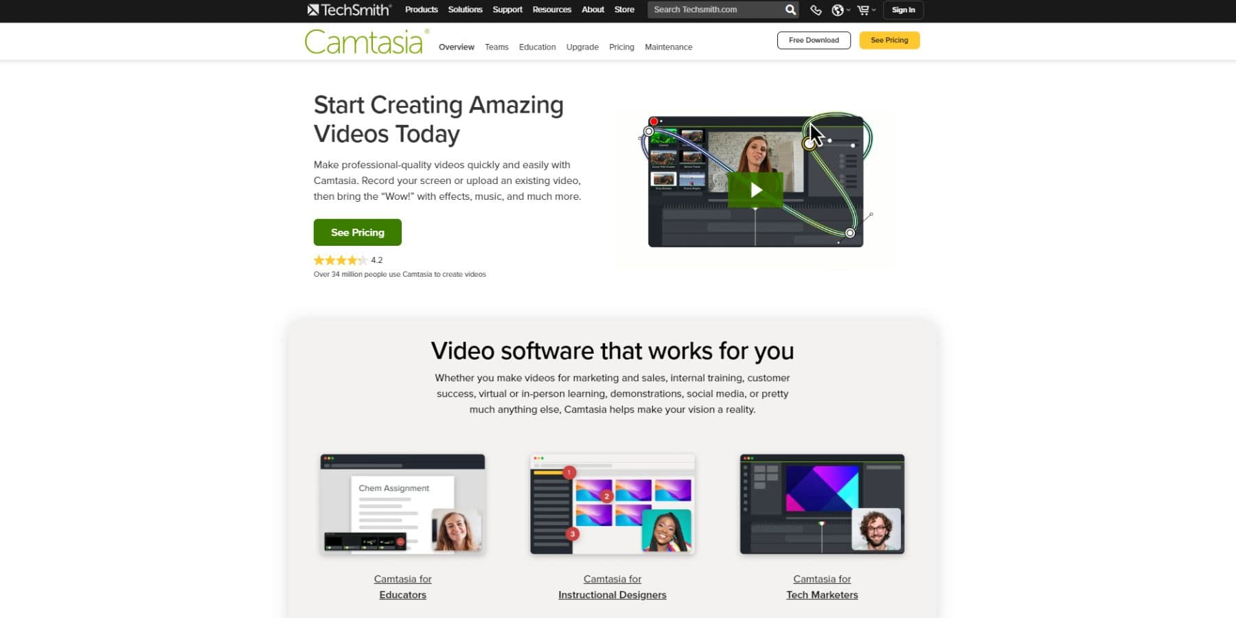 TechSmith Camtasia 홈페이지