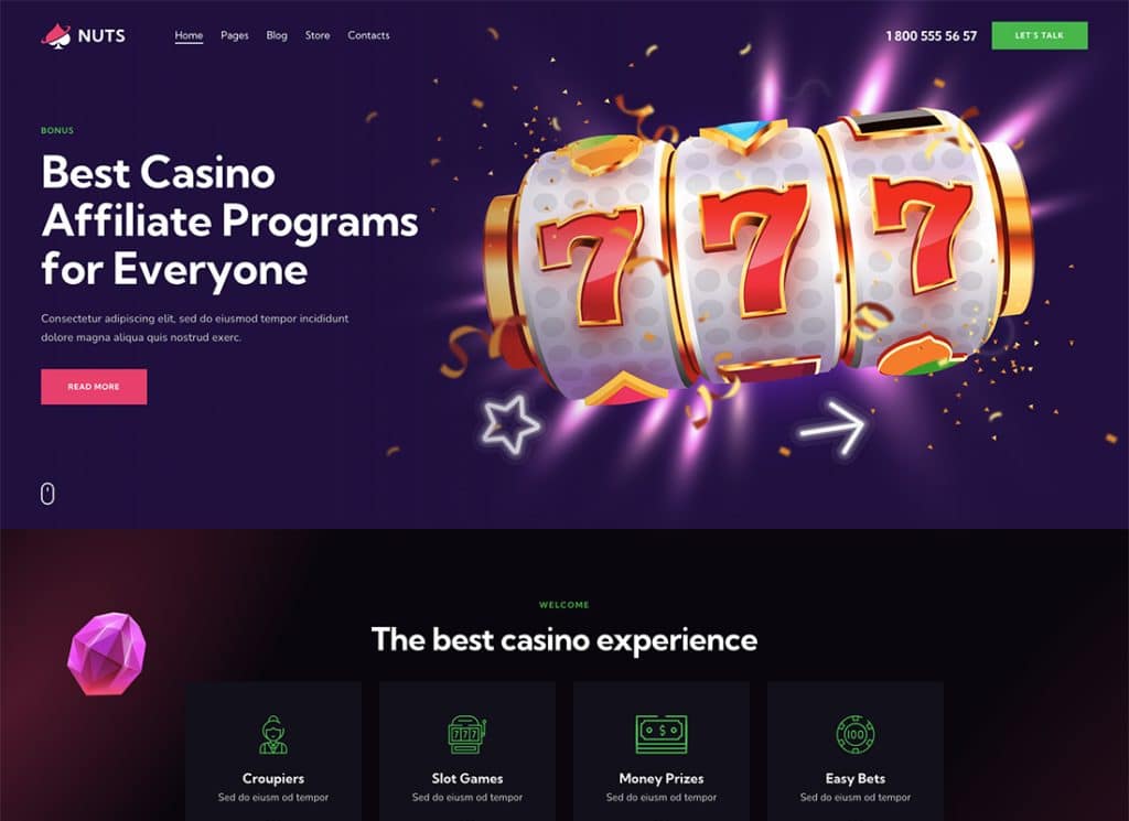 Nuts - Kumar, Casino ve Bahis WordPress Teması