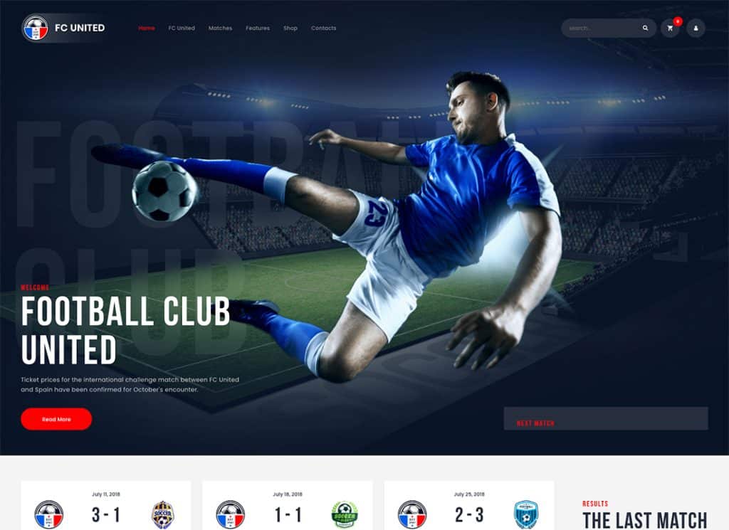 FC United - Tema WordPress per calcio, calcio e sport