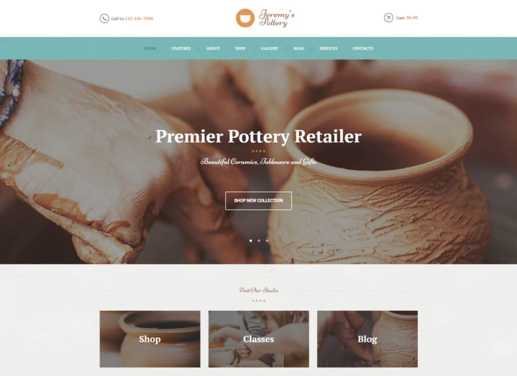 Thème WordPress fait à la main pour poterie et céramique