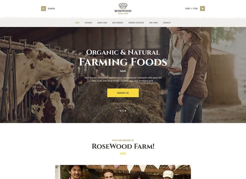 Rosewood - Tema WordPress Agrícola de Agricultura Eco Orgânica