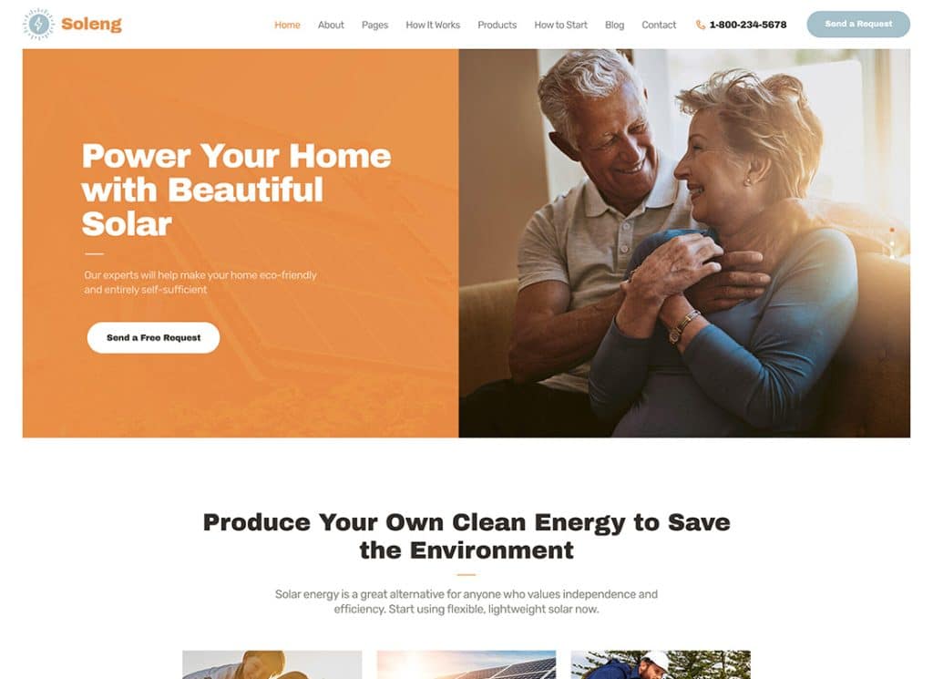 Soleng - 太陽エネルギー会社の WordPress テーマ