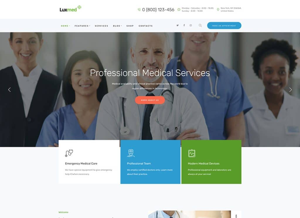 LuxMed - Tema WordPress per medici di medicina e sanità