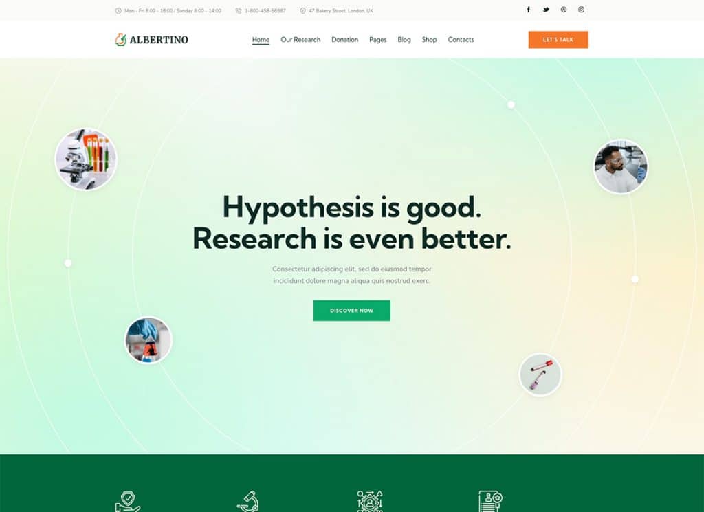 Albertino – WordPress-Theme für Wissenschaftslabor, Forschung und Technologie