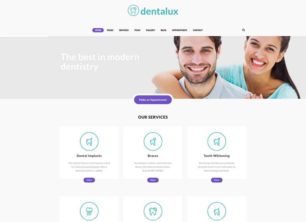 Dentalux - Diş Hekimi Tıp ve Sağlık Doktoru WordPress Teması