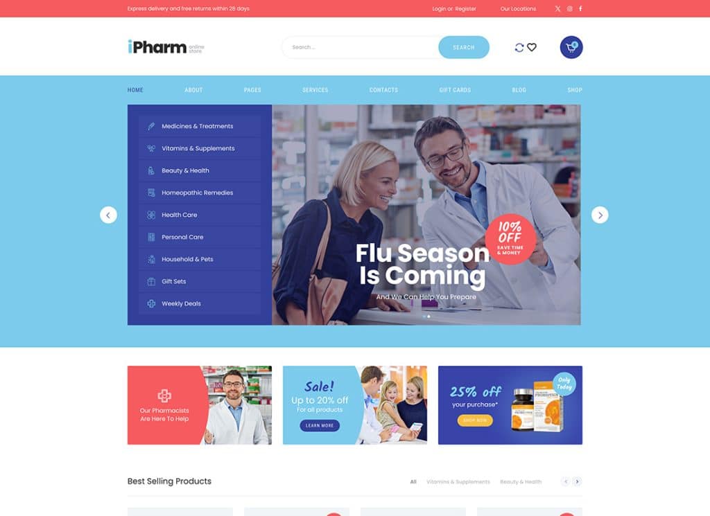 IPharm - Farmacie online și tema WordPress medicală