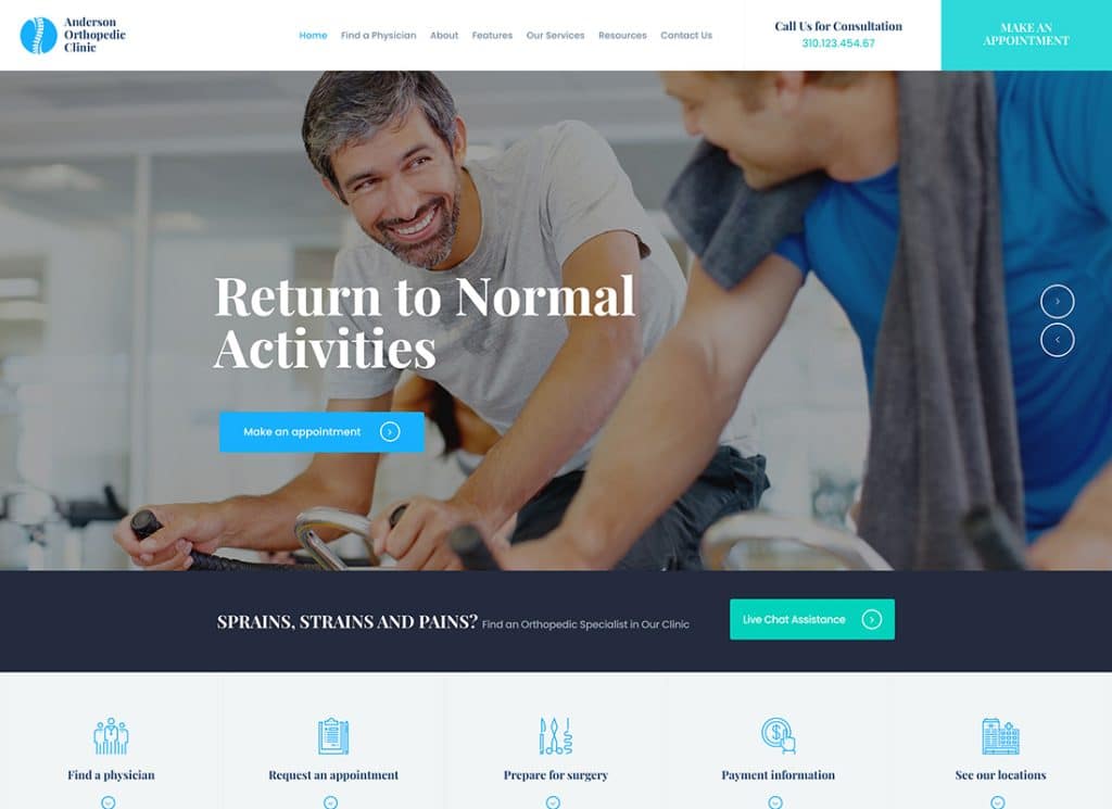 Anderson - Tema WordPress de Clínica Ortopédica e Centro Médico