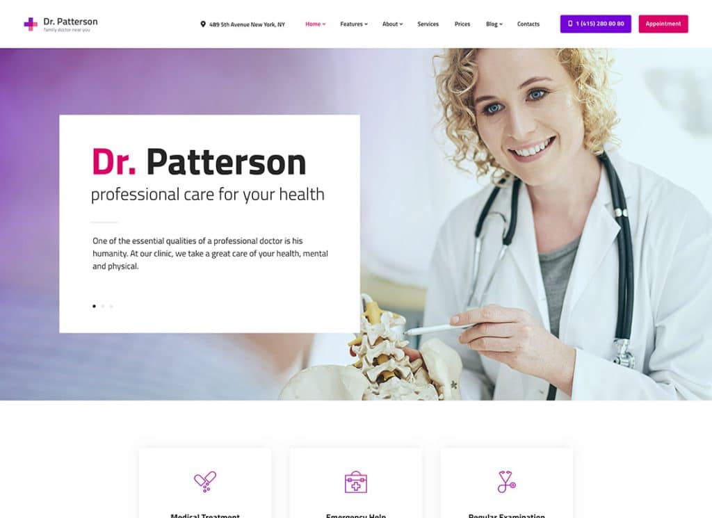 Dr.Patterson - Tema WordPress de médico de medicina e saúde