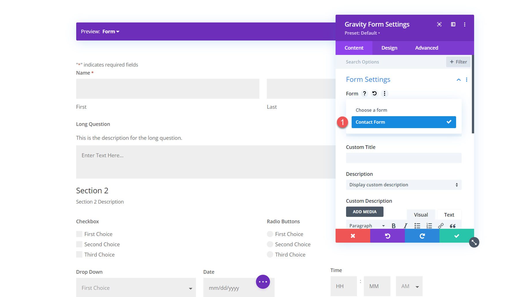 Módulo Gravity Forms Styler para Divi Choose Form