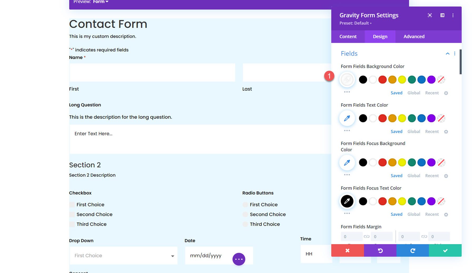 Модуль Gravity Forms Styler для полей Divi