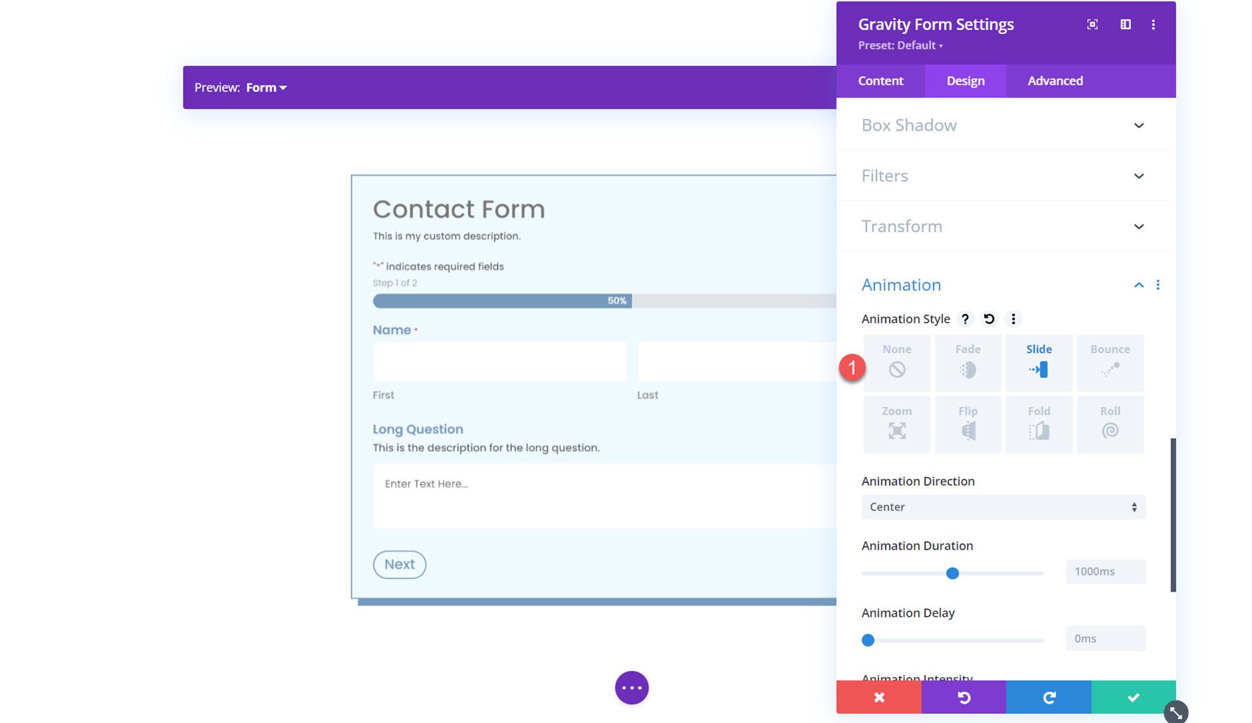 Modulo Styler Gravity Forms per Divi Animation