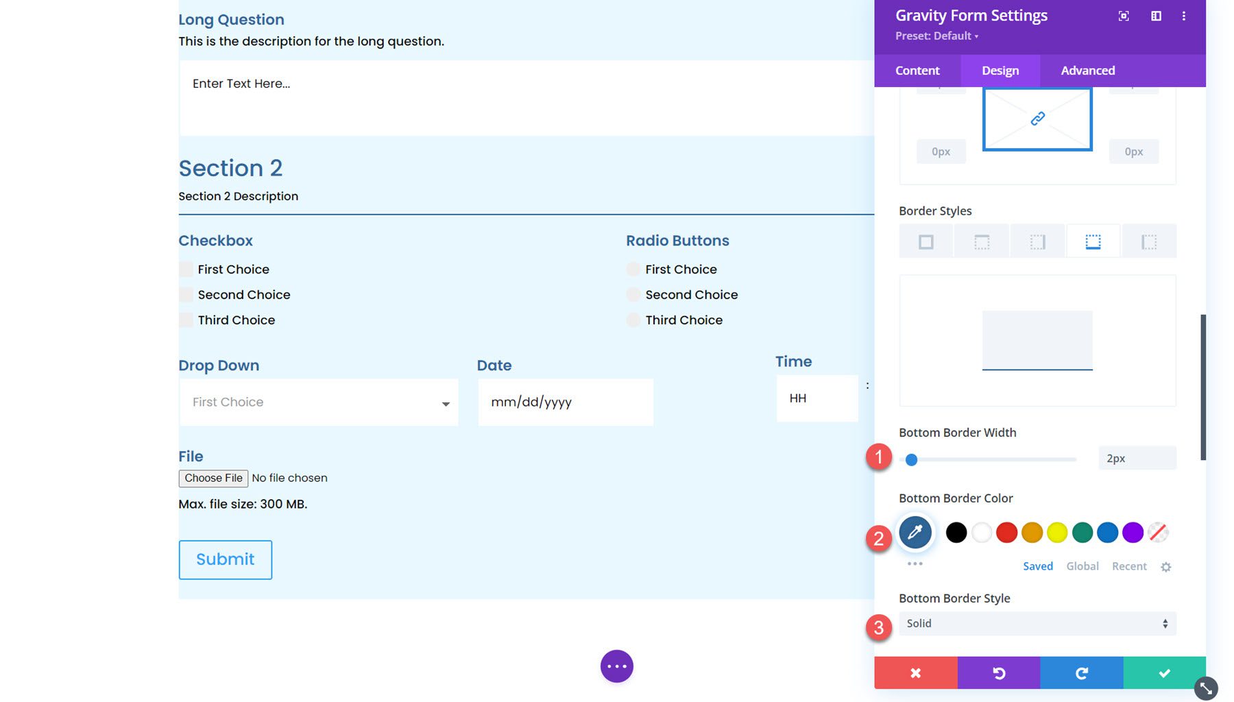 Modulo Styler Gravity Forms per la sezione Divi