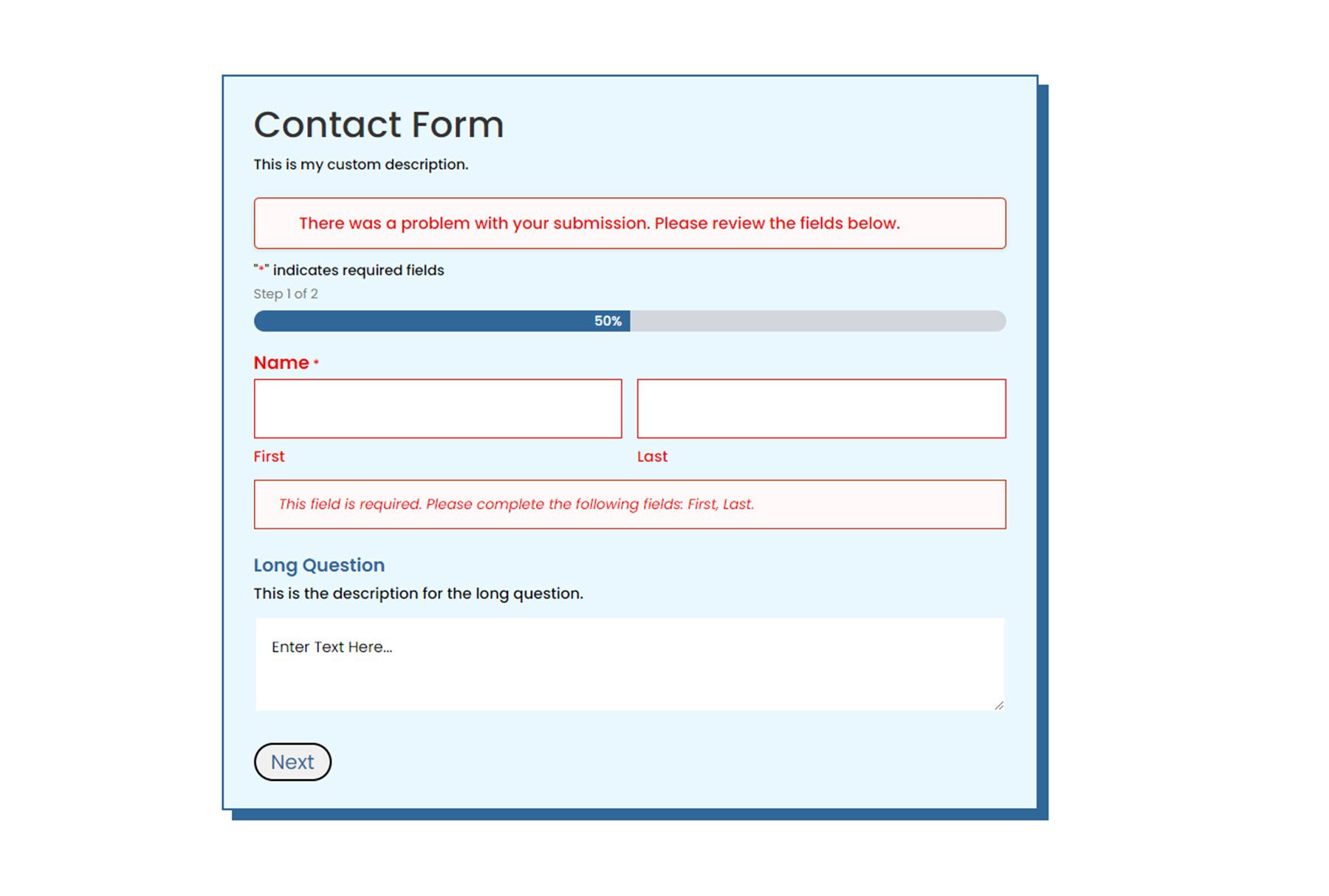 Módulo Gravity Forms Styler para errores de validación de ejemplos de Divi