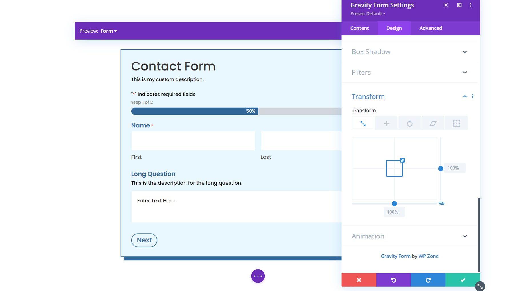 Modulo Styler Gravity Forms per Divi Transform