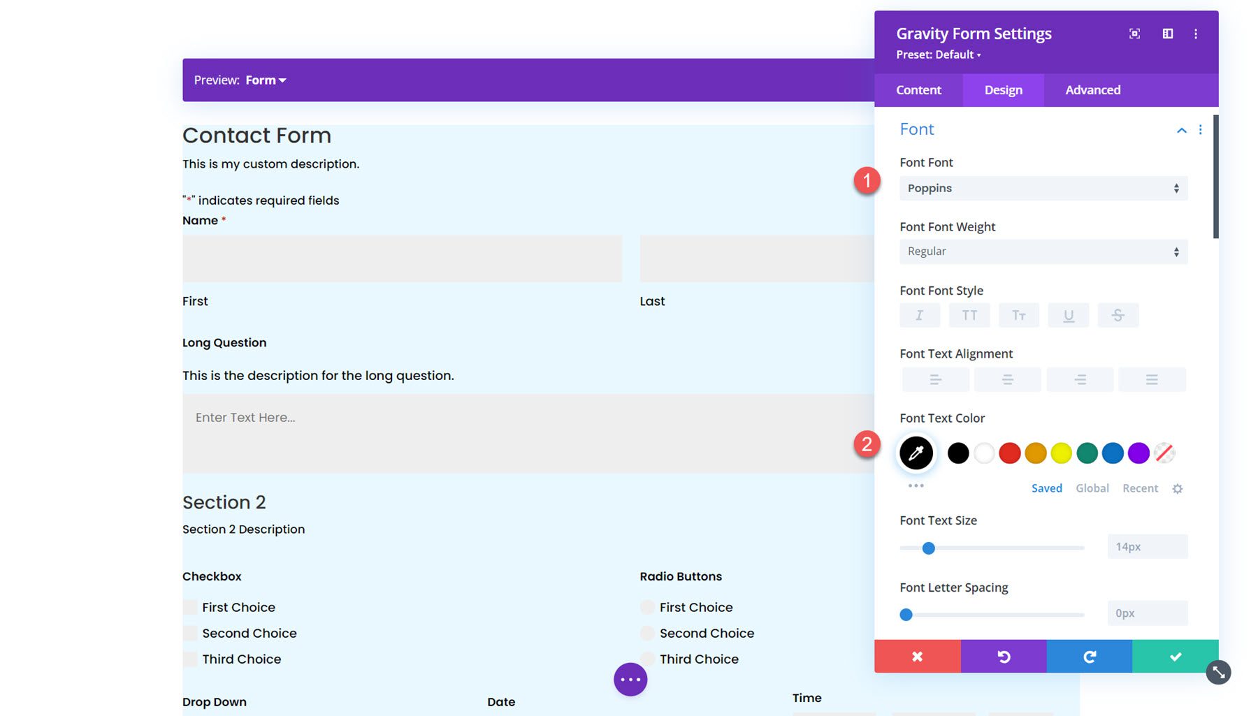 Módulo Gravity Forms Styler para fuente Divi