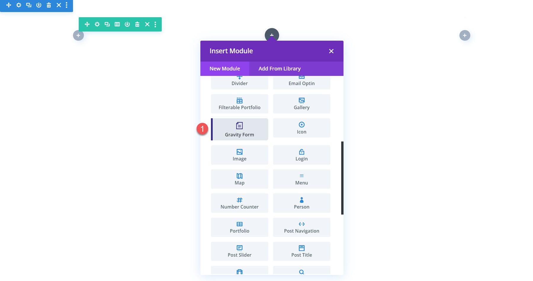 Inserisci il modulo Styler Gravity Forms per Divi