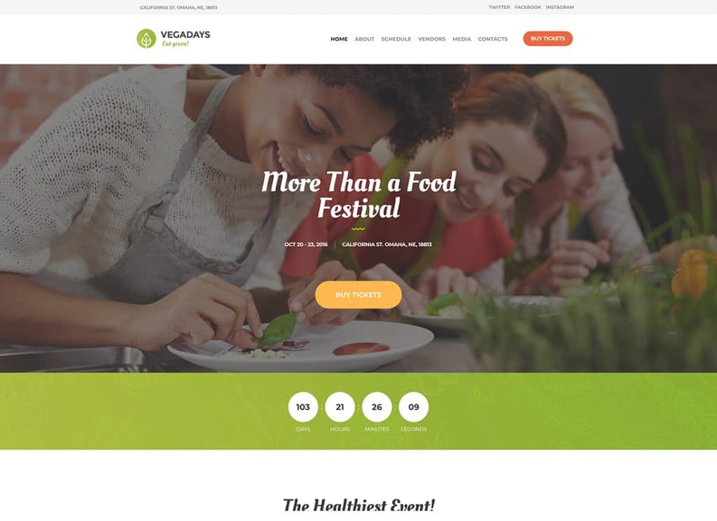 VegaDays – WordPress-Theme für Vegetarisches Essensfestival und Öko-Event