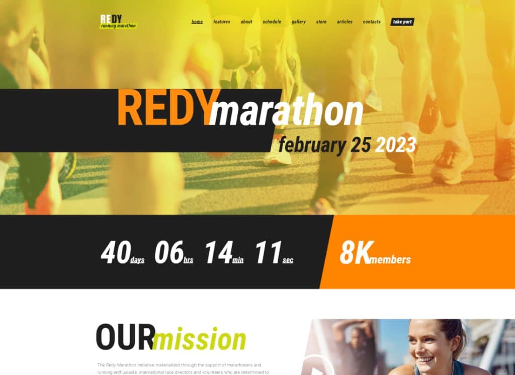 Redy - Tema WordPress pentru maraton și alergare sport