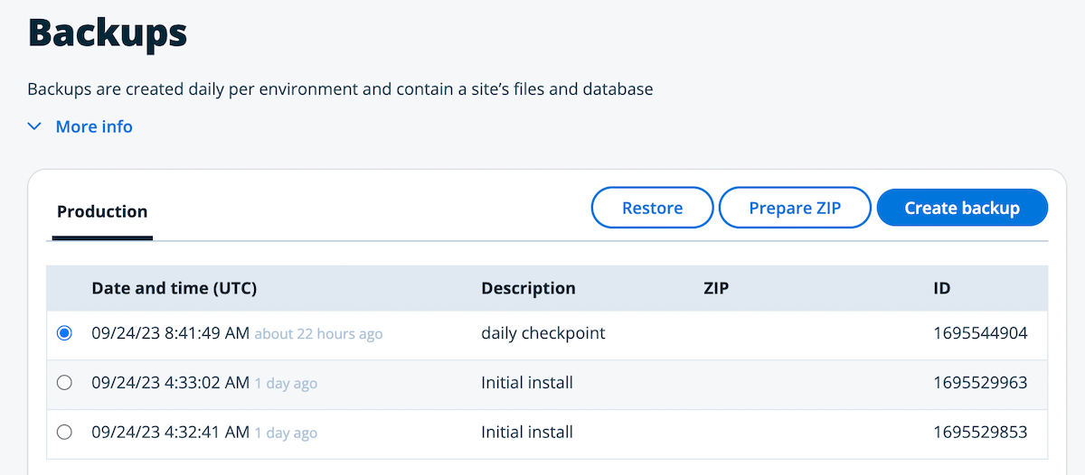 WP 엔진 WooCommerce 백업