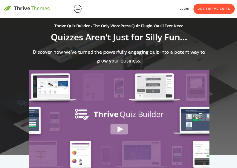 thrive quiz builder homepage