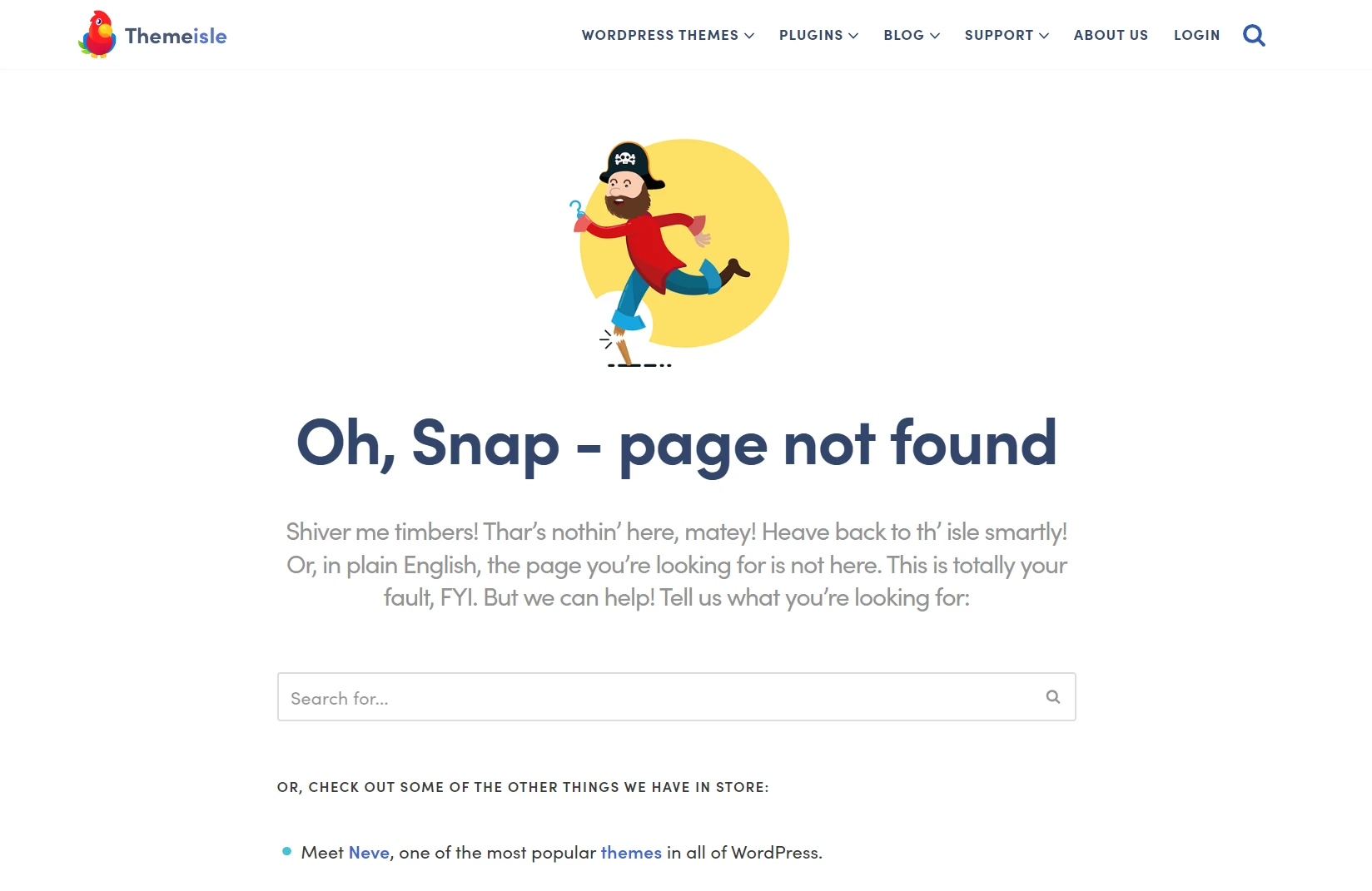 ThemeIsle'da 404 hatası.