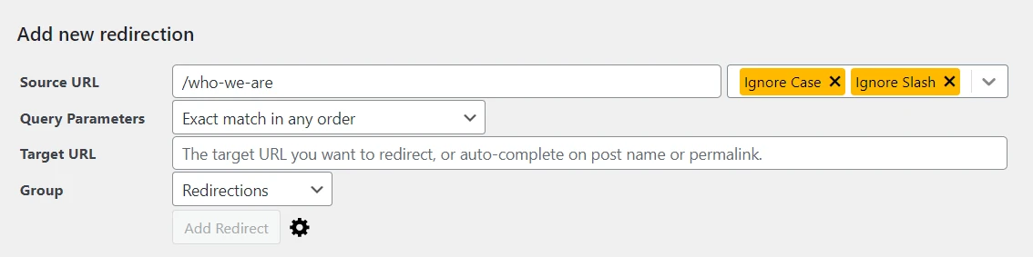 Adicionando o URL de origem no plugin de redirecionamento.