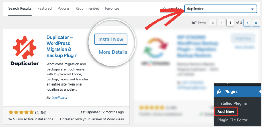 Instalați pluginul Duplicator în WordPress