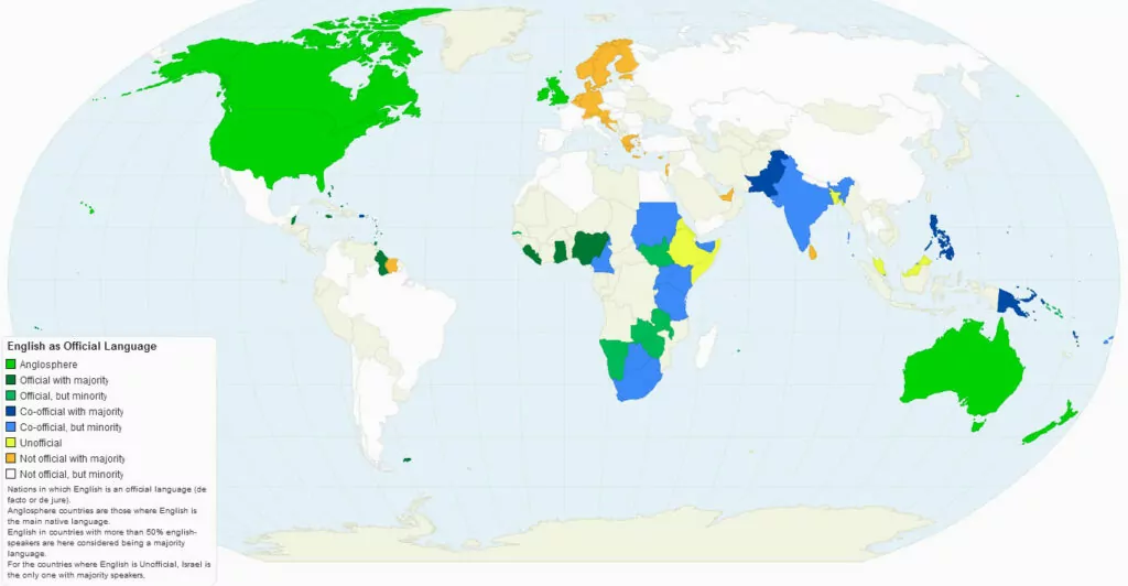 Países con inglés como idioma oficial.