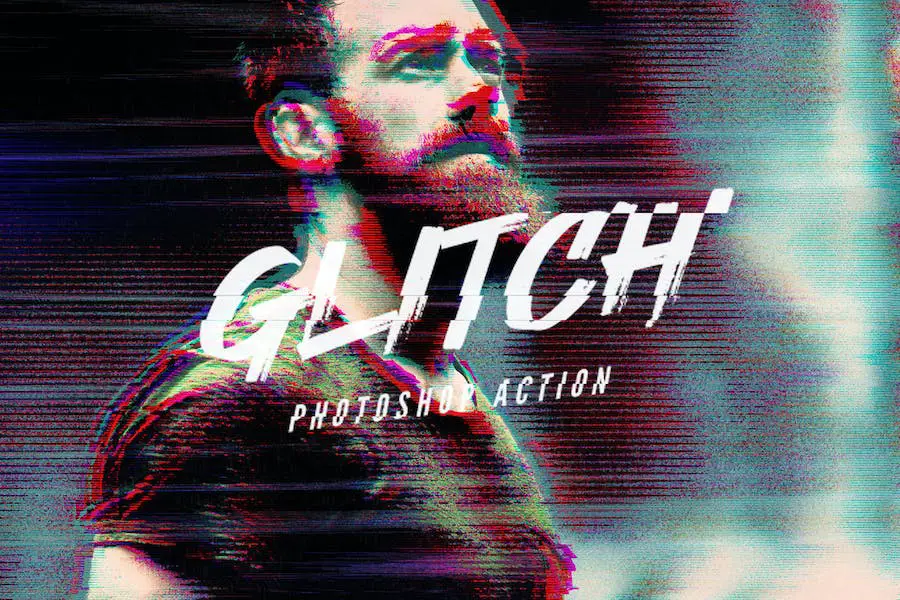 Action Photoshop Glitch VHS -