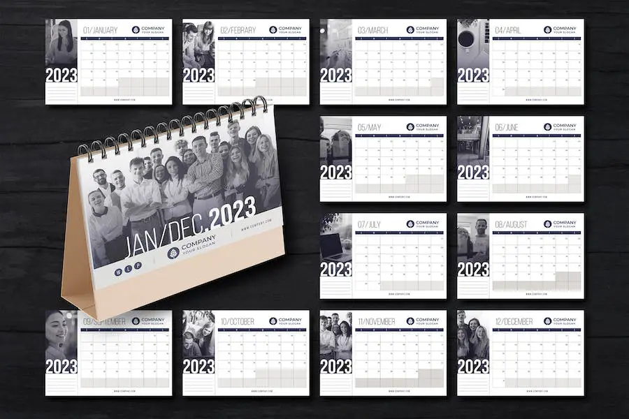 Layout del calendario da tavolo 2023 -