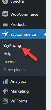 configurações do plugin yaypricing