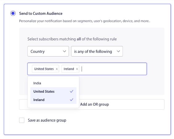 Segmentar suscriptores push por geolocalización