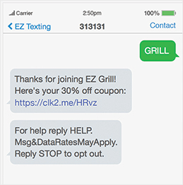 Esempio di marketing via SMS