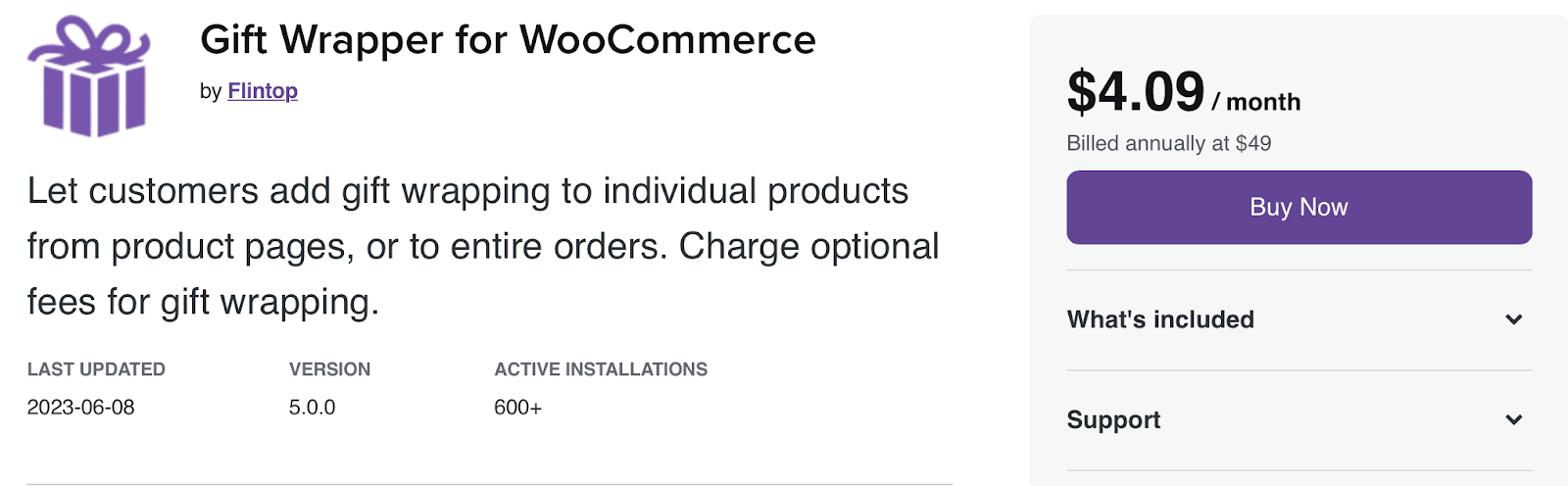 Ofrezca una opción de envoltura de regalo en su página de pago de WooCommerce con la extensión The Gift Wrapper para WooCommerce.