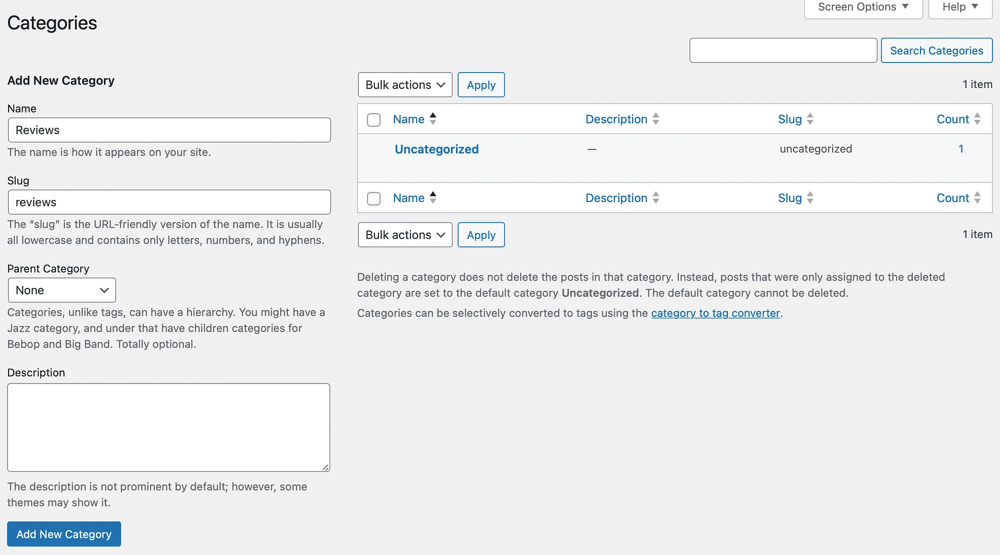 Comment ajouter des catégories dans WordPress via le tableau de bord.