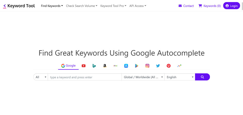 keywordtool.io es una de las mejores herramientas de SEO gratuitas