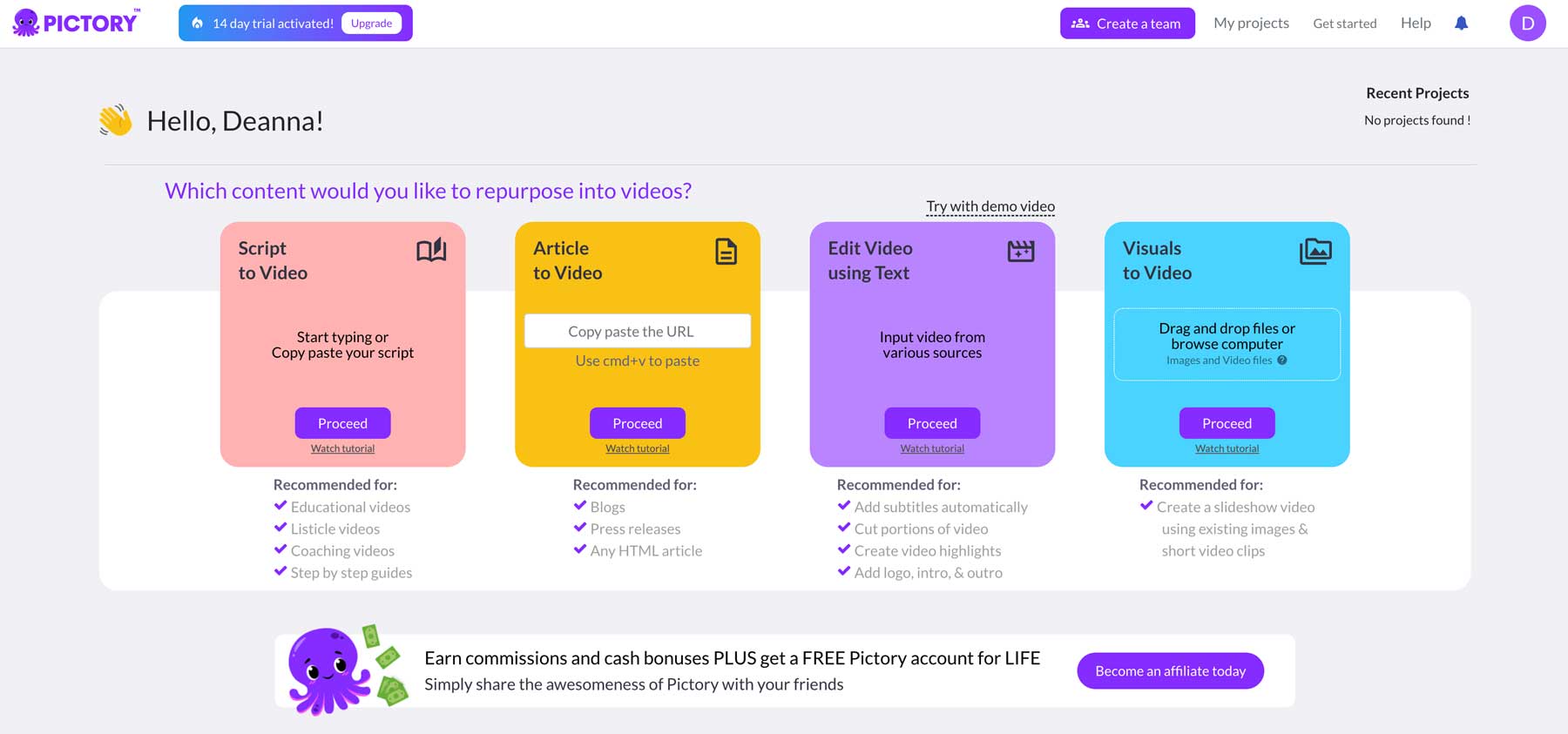 Características de Pictory AI